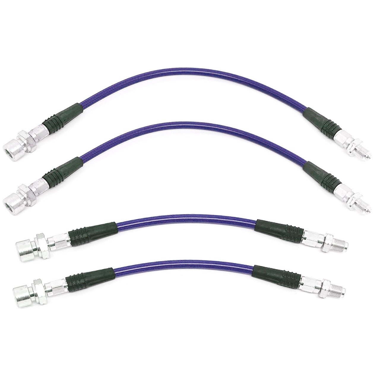 Brake Line Kit Vw Karmann Ghia 1969 - 74. Blue Steel Braided 4 - Piece Set - Moore Parts