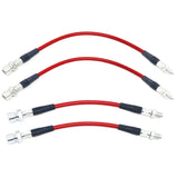 Brake Line Kit Vw Karmann Ghia 1969 - 74. Red Steel Braided 4 - Piece Set - Moore Parts