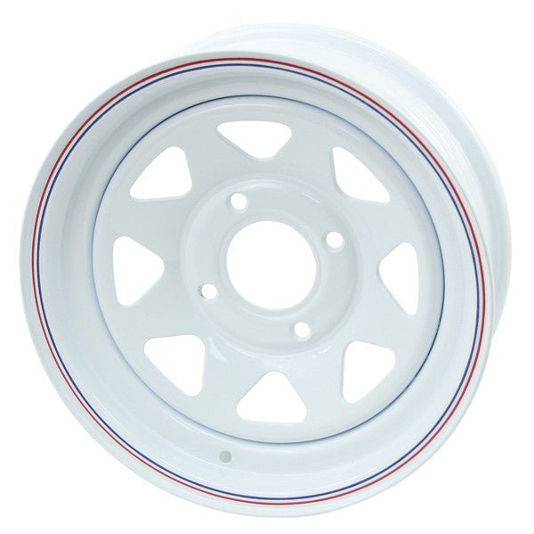 Empi 10 - 1003 Vw Baja Bug 15X6 4 Lug White Steel Spoke Wheel 3 - 3/4" Back Space - Moore Parts