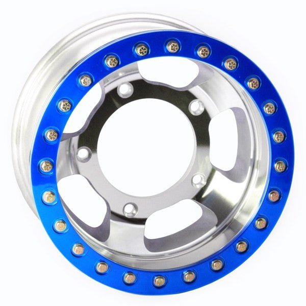 Empi 15" X 4" Vw Bug 5 Lug Race - Trim Off Road Bead - Lock Wheel / Blue Ring - Moore Parts