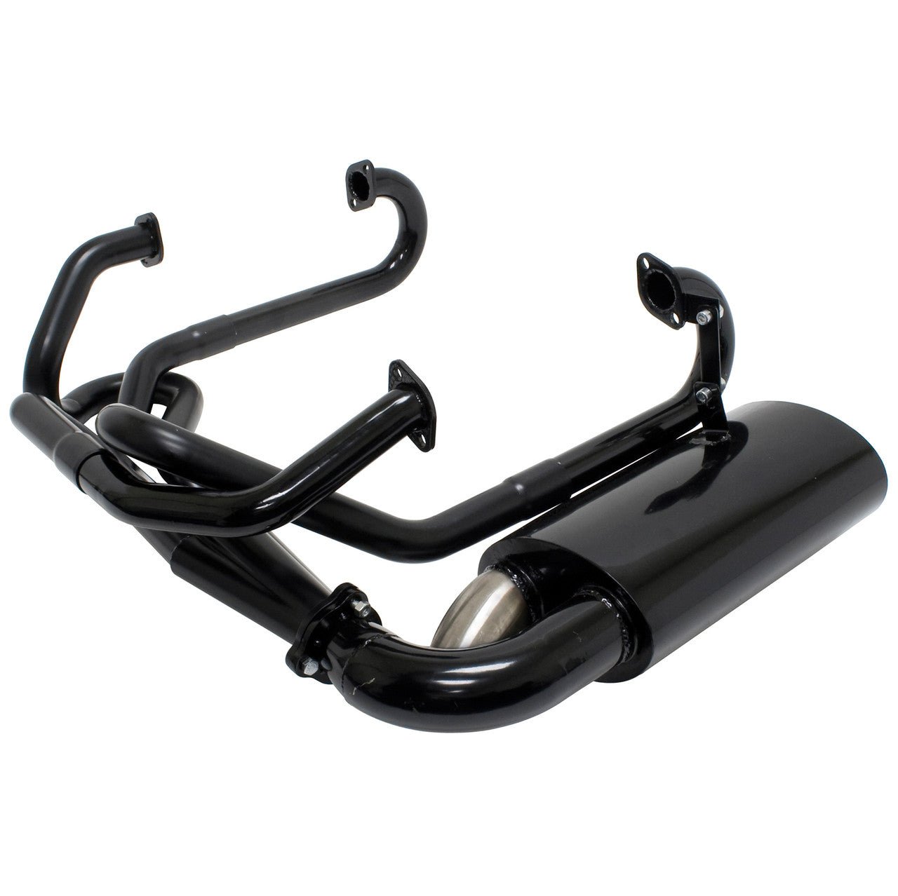 Empi 3485 Black 1 - 1/2" Merged Racing Exhaust With Sideflow Muffler, Vw Bug Sedan - Moore Parts