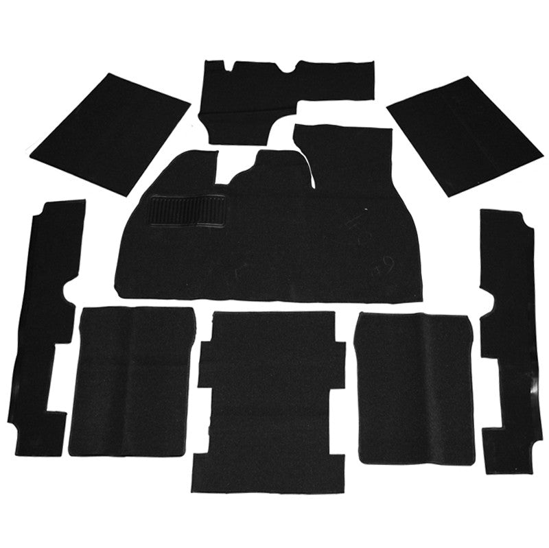 Empi 3912 Black 9 Piece Carpet Kit Vw Bug / Beetle 1973 - 1977, With Foot Rest - Moore Parts