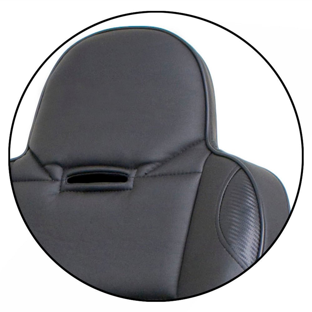 Empi 62 - 2777 Race Trim Suspension Hi - Back Seat - Black Vinyl/Carbon Vinyl - Moore Parts