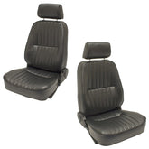 Empi 62 - 2960 - 61 Black Vinyl Reclining Low Back Bucket Seats W/Headrest, Left & Right - Moore Parts