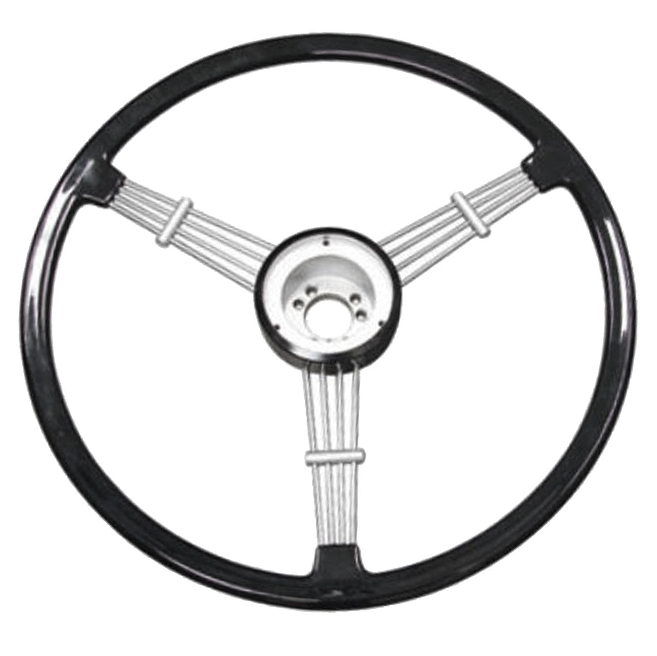 Empi 79 - 4059 Banjo Style Black Vintage 3 Spoke Steering Wheel, 15 - 1/2" Diameter - Moore Parts