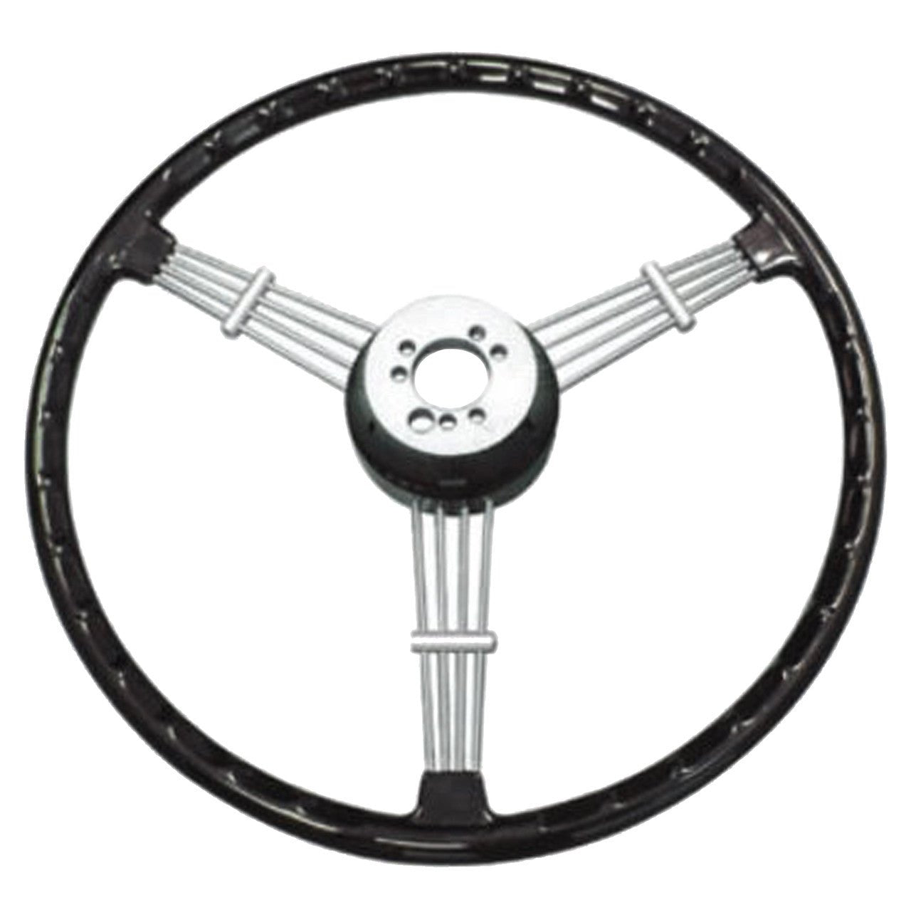 Empi 79 - 4059 Banjo Style Black Vintage 3 Spoke Steering Wheel, 15 - 1/2" Diameter - Moore Parts