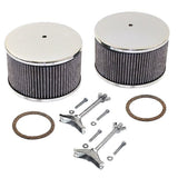 Empi 8801 Chrome Round Air Cleaner Assembly - Solex/Kadron 5 - 3/4" X 3 - 3/4" Pair - Moore Parts