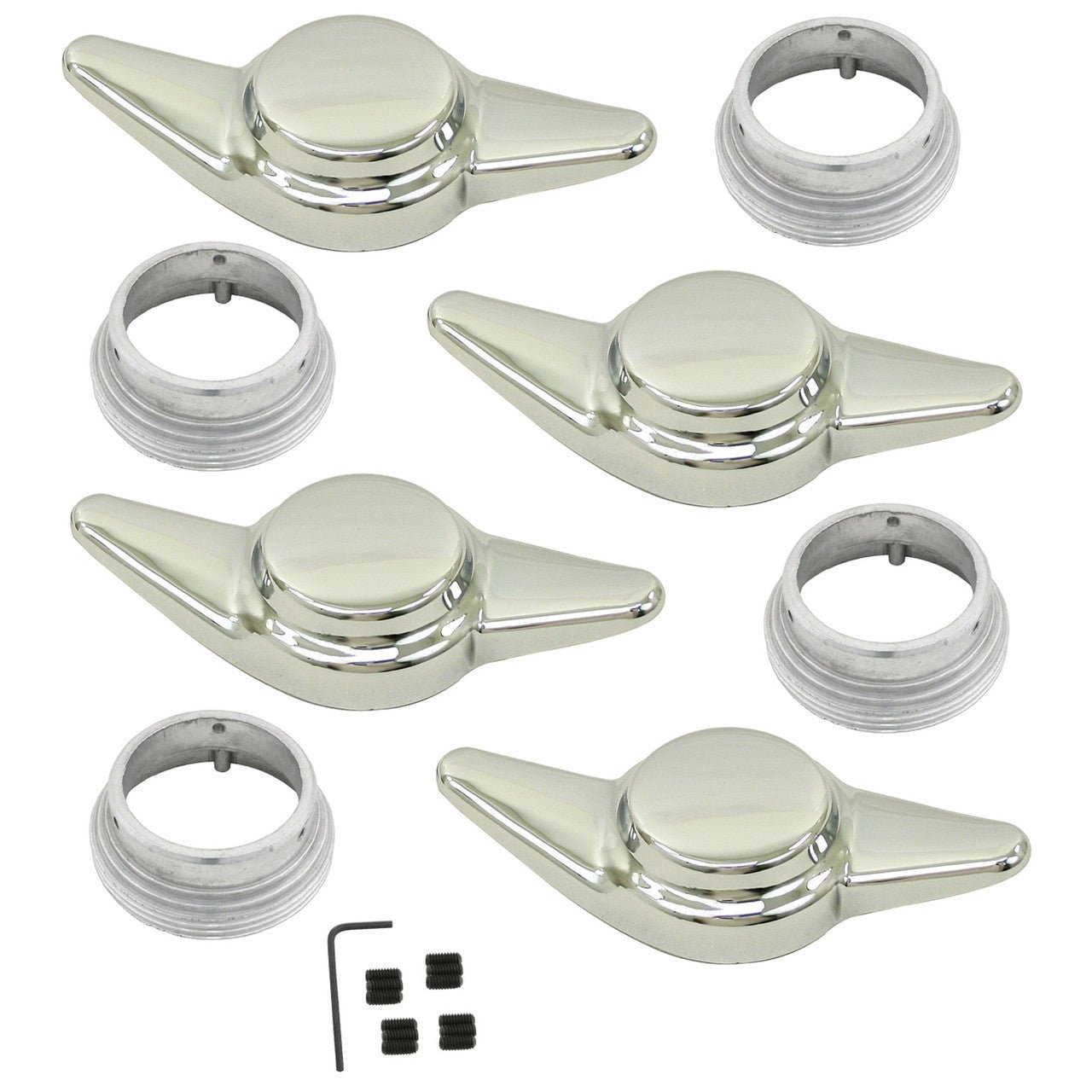 Empi 9620 Chrome Wheel Center Knock - Offs / 2 Spoke Spinners, Set Of 4 - Moore Parts