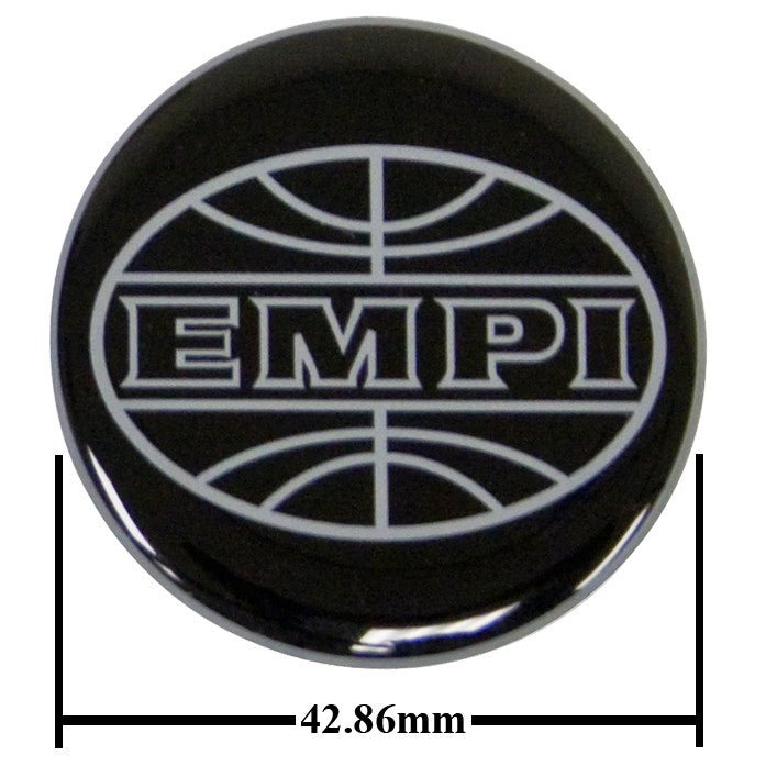 Empi 9664 Wheel Cap/Horn Button Sticker, Empi Logo Black/Silver 43mm - Moore Parts