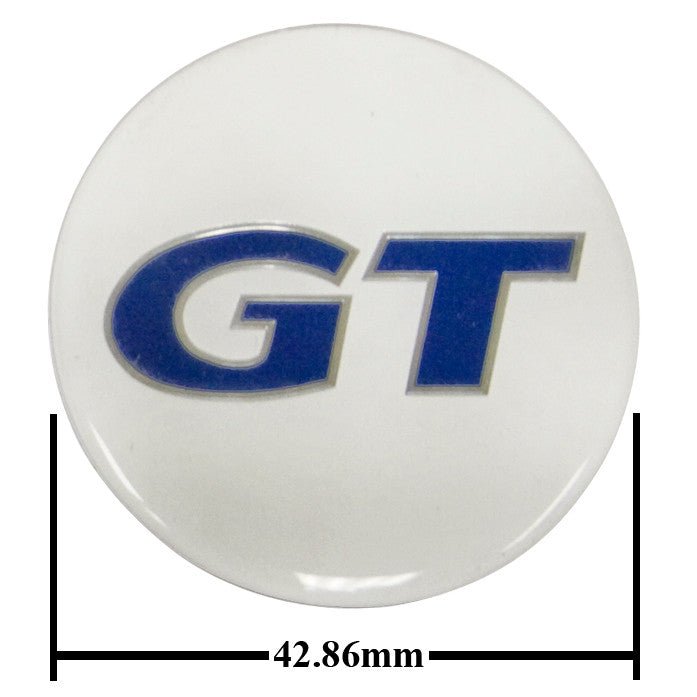Empi 9671 Wheel Cap/Horn Button Sticker, GT Logo White/Blue 43mm - Moore Parts