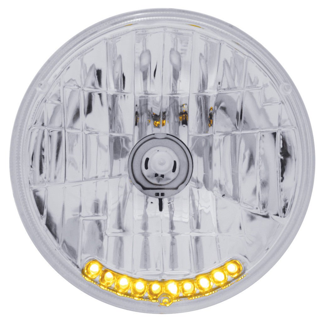 Halogen Crystal Headlight Bulb 7" Round 65/55W 10 Auxiliary Led Lights - Moore Parts