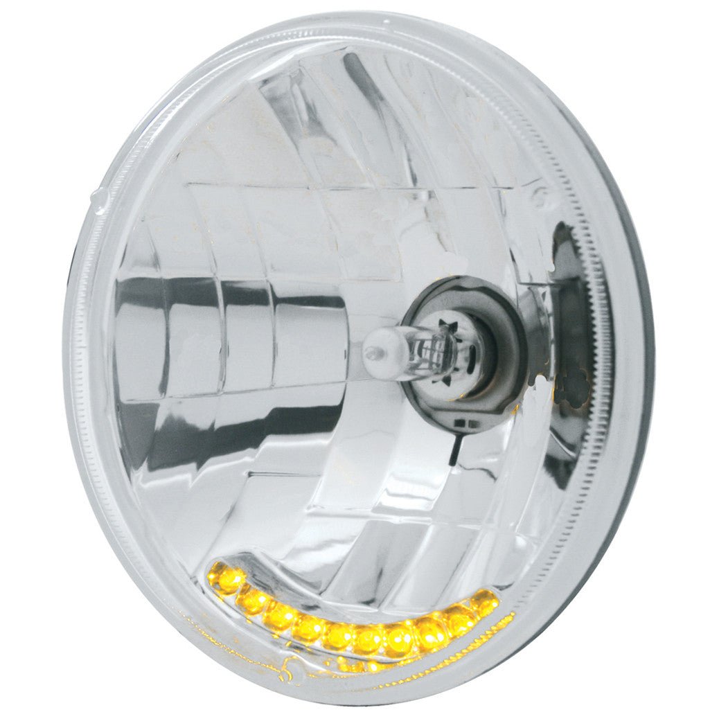 Halogen Crystal Headlight Bulb 7" Round 65/55W 10 Auxiliary Led Lights - Moore Parts