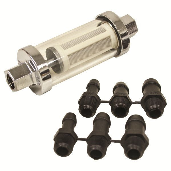 In Line Universal Glass Fuel Filter With Female Ends - 10mm X 1.0 - Moore Parts