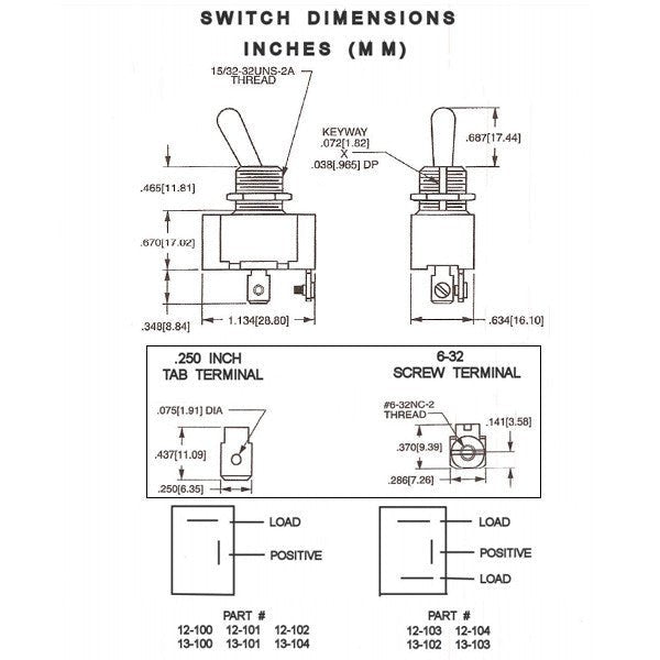 K4 Off - On Triple Sealed Switch 12 Volt 20 Amp 13 - 100ST - Moore Parts