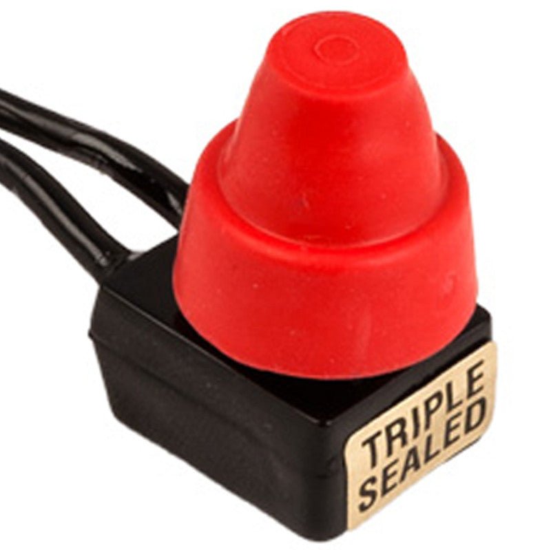 K4 Red Mini Push Button On - Momentary Off Triple Sealed Switch 12V 5Amp 13 - 133 - R - Moore Parts