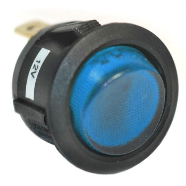 K4 Round Button Single Pole Rocker Switch With Blue "On" Light - Moore Parts