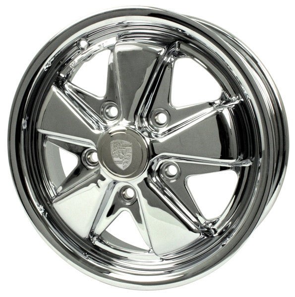 Set Of 4 15" X 4 - 1/2" & 5 - 1/2" Porsche 5 Lug Chrome Empi 911 Alloy Wheels & Lugs - Moore Parts