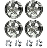 Set Of 4 15" X 4 - 1/2" Porsche 5 Lug Chrome Empi 911 Alloy Wheels & Lugs - Moore Parts