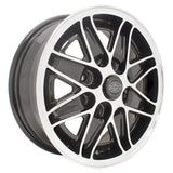 Set Of 4 15" X 5 - 1/2" Vw Bug 4 Lug Black Empi Cosmo Wheels & Lug Bolts - Moore Parts