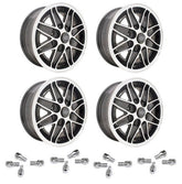 Set Of 4 15" X 5 - 1/2" Vw Bug 4 Lug Black Empi Cosmo Wheels & Lug Bolts - Moore Parts