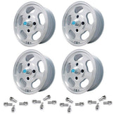 Set Of 4 15" X 5 - 1/2" Vw Bug 4 Lug Machine Finish Empi Dish Wheels & Lugs - Moore Parts