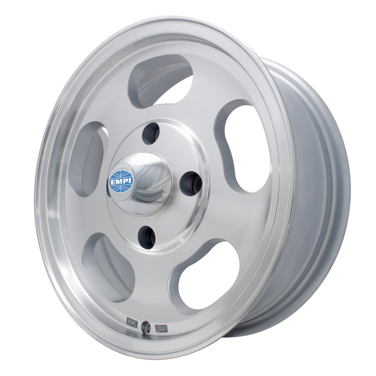 Set Of 4 15" X 5 - 1/2" Vw Bug 4 Lug Machine Finish Empi Dish Wheels & Lugs - Moore Parts