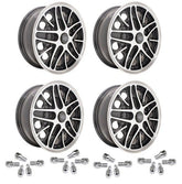 Set Of 4 15" X 5 - 1/2" Vw Bug 5 Lug Black Empi Cosmo Wheels & Lug Bolts - Moore Parts