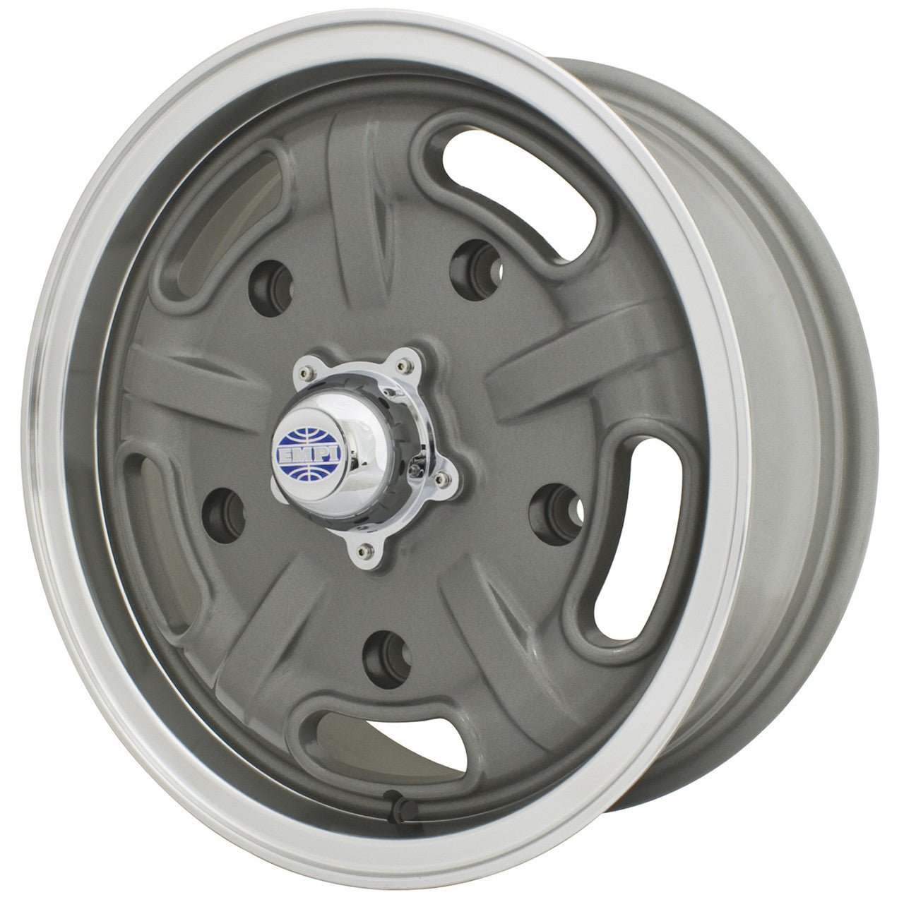Set Of 4 15" X 5 - 1/2" Vw Bug 5 Lug Gun Metal Grey Empi Corsa Wheels & Lug Bolts - Moore Parts