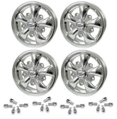 Set Of 4 15" X 5 - 1/2" Vw Bug 5 Lug Polished Empi 5 Spoke Wheels & Lug Nuts - Moore Parts