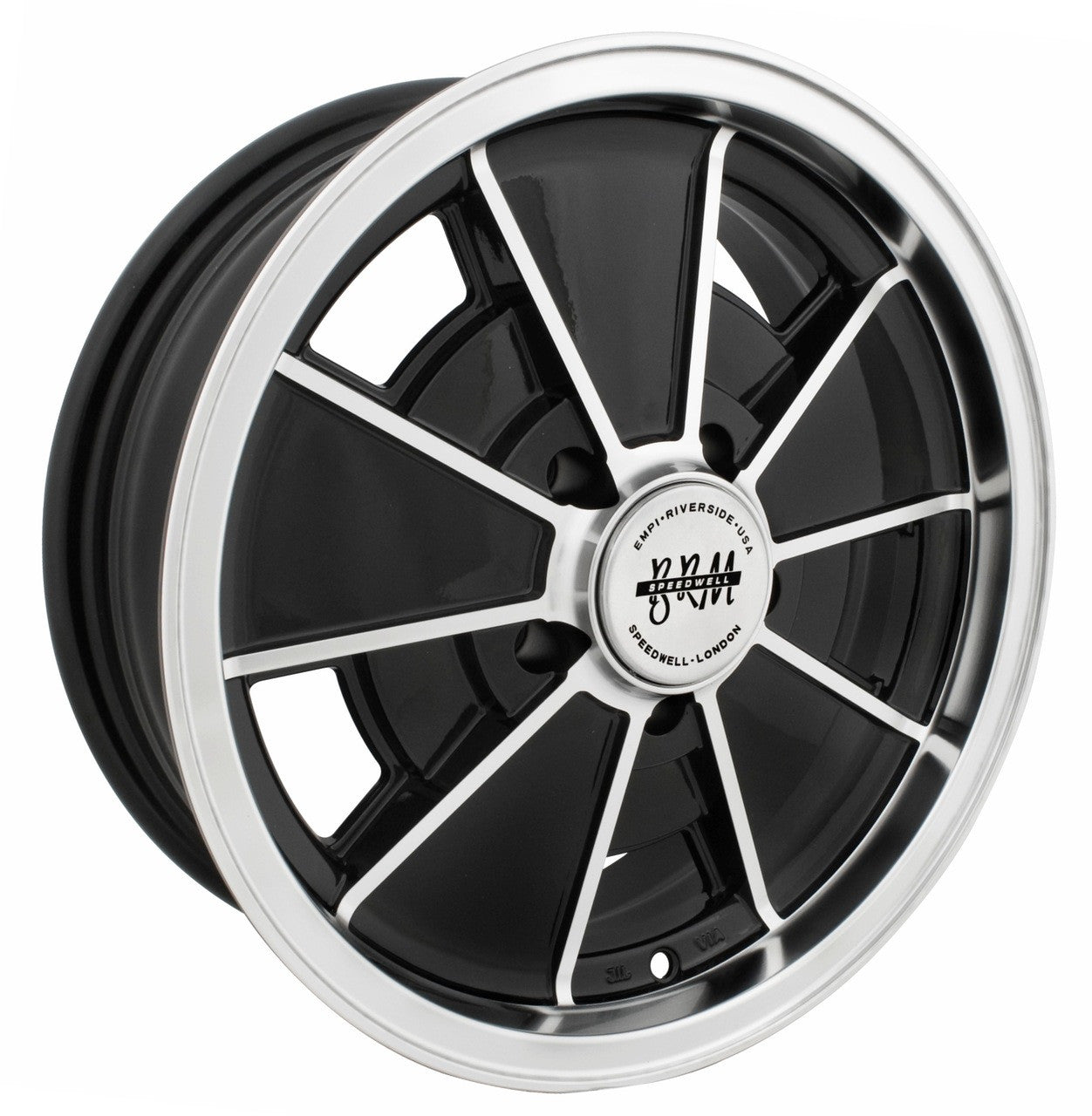 Set Of 4 15" X 5 - 1/2" Vw Bus 5 Lug Black Empi BRM Wheels & Lug Bolts - Moore Parts