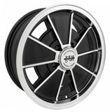 Set Of 4 15" X 5 - 1/2" Vw Bus 5 Lug Black Empi BRM Wheels & Lug Bolts - Moore Parts