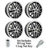 Set Of 4 15" X 5 - 1/2" Vw Bus 5 Lug Black Empi Cosmo Wheels & Lug Bolts - Moore Parts