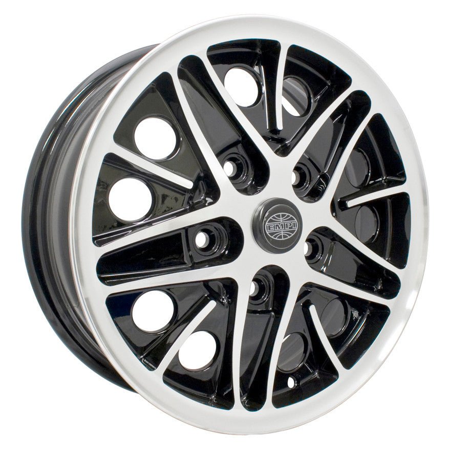 Set Of 4 15" X 5 - 1/2" Vw Bus 5 Lug Black Empi Cosmo Wheels & Lug Bolts - Moore Parts