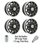 Set Of 4 15" X 5 - 1/2" Vw Bus 5 Lug Black Empi Gasser Wheels & Lug Bolts - Moore Parts