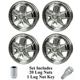 Set Of 4 15" X 5 - 1/2" Vw Bus 5 Lug Chrome Empi 911 Alloy Wheels & Lugs - Moore Parts