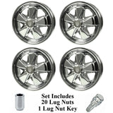 Set Of 4 15" X 5 - 1/2" Vw Bus 5 Lug Chrome Empi 911 Alloy Wheels & Lugs - Moore Parts