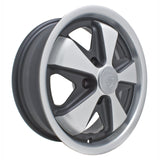 Set Of 4 15" X 5 - 1/2" Vw Bus 5 Lug Silver/Black Empi 911 Alloy Wheels/Lugs - Moore Parts