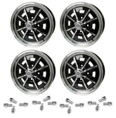 Set Of 4 15" X 5" Vw Bug 4 Lug Black Empi Sprint Star Wheels & Lug Nuts - Moore Parts