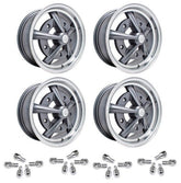 Set Of 4 15" X 5" Vw Bug 5 Lug Anthracite Empi Raider Wheels & Lug Bolts - Moore Parts
