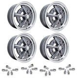 Set Of 4 15" X 5" Vw Bug 5 Lug Anthracite Empi Raider Wheels & Lug Bolts - Moore Parts