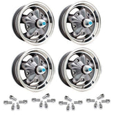Set Of 4 15" X 5" Vw Bug 5 Lug Anthracite Empi Torque Star Wheels & Lugs - Moore Parts