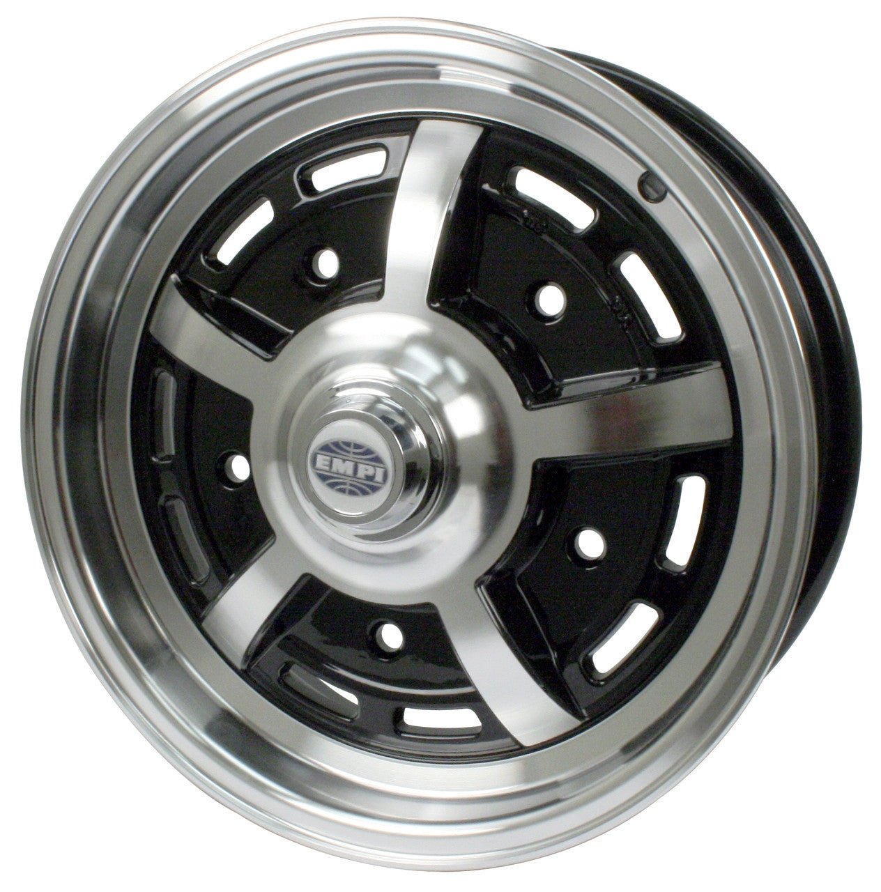 Set Of 4 15" X 5" Vw Bug 5 Lug Black Empi Sprint Star Wheels & Lug Nuts - Moore Parts