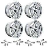Set Of 4 15" X 5" Vw Bug 5 Lug Chrome Empi Raider Wheels & Lug Bolts - Moore Parts