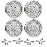 Set Of 4 15" X 5" Vw Bug 5 Lug Chrome Empi Sprint Star Wheels & Lug Nuts - Moore Parts