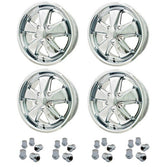 Set Of 4 17" x 7" Porsche 5 Lug Chrome Empi 911 Alloy Wheels & Lugs - Moore Parts