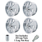 Set Of 4 17" x 7" Vw Bus 5 Lug Chrome Empi BRM Wheels & Lug Bolts - Moore Parts