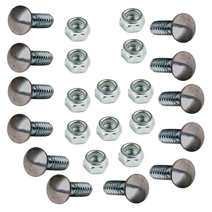 Vw Bug Chrome Bumper Bolts W/Nuts Volkswagen Beetle 1968 - 79. Set 12 - Moore Parts
