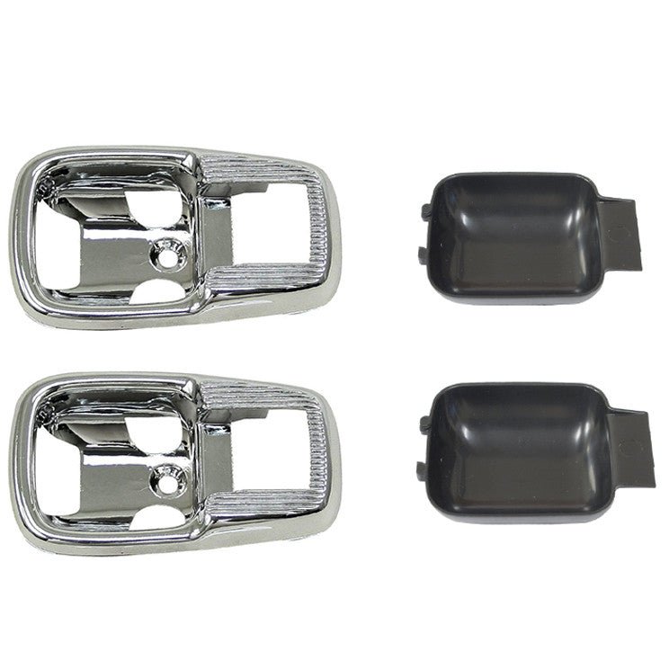 Vw Bug Chrome Inside Door Pull Opener Trim W/Black Finger Plates. 1967 - 79 Pair - Moore Parts