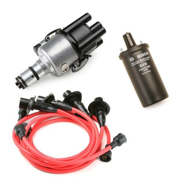 Vw Bug Ignition Kit With 009 Distributor, 12V Bosch Black Coil, Red Wires - Moore Parts