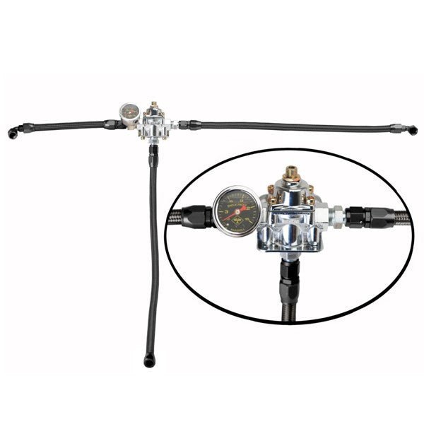 Weber IDF & Empi HPMX 40 - 44 - 48mm Fuel Line Management Kit W/Black Stainless Hose - Moore Parts